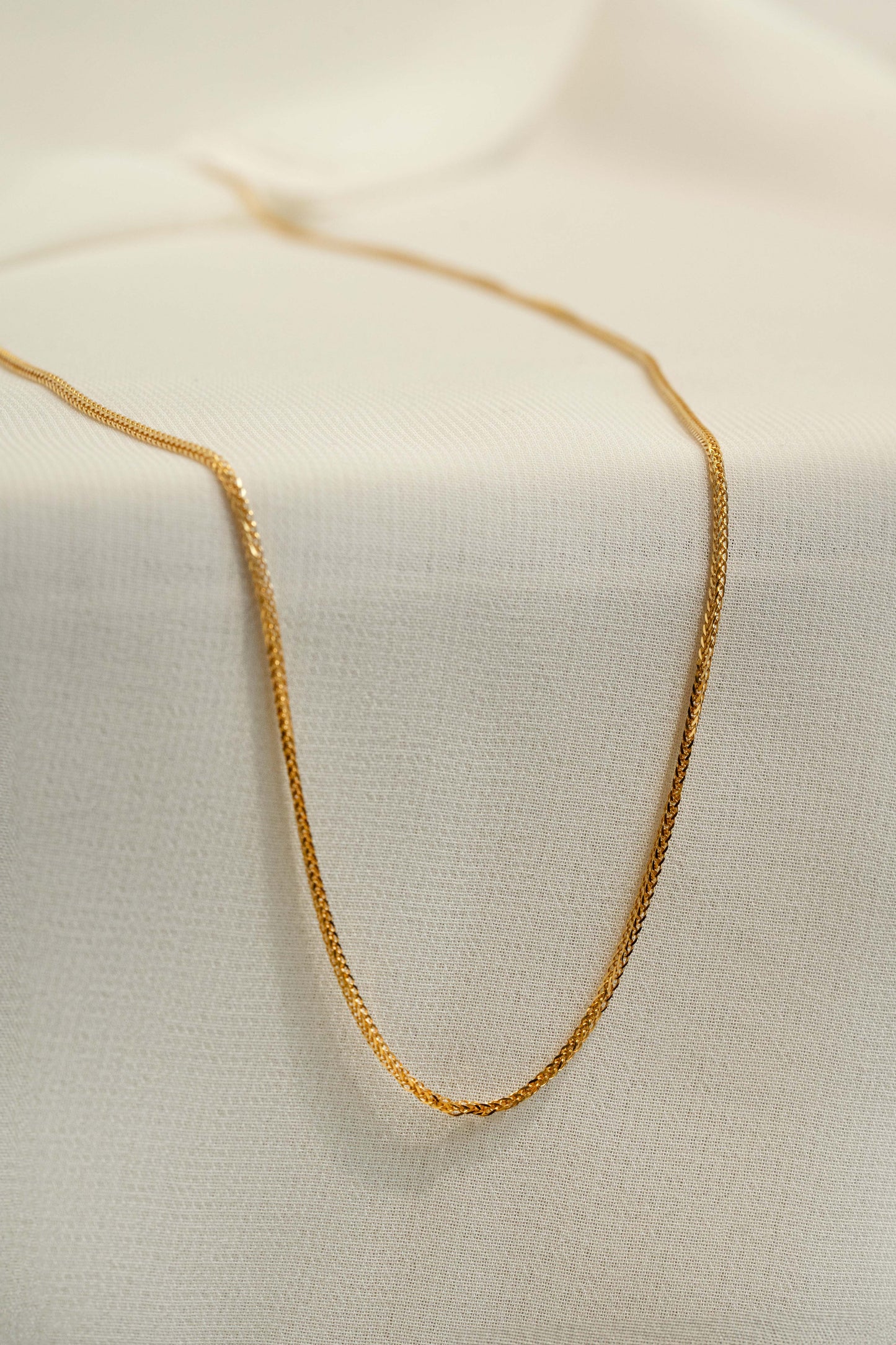 18K Yellow Gold Wheat Chain - 24" Adjustable