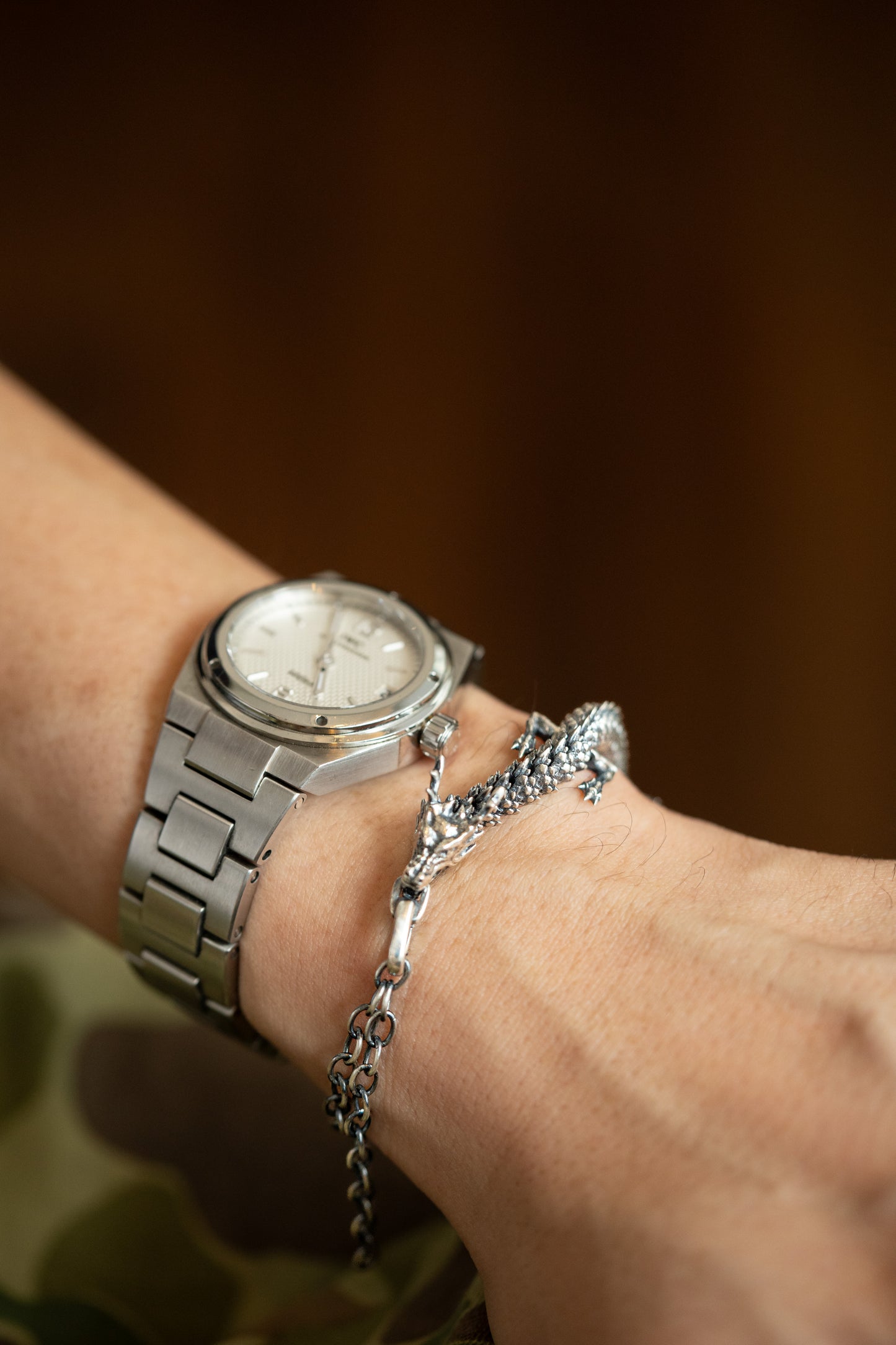 3D Printed Dragon Bracelet - Sterling Silver - Small