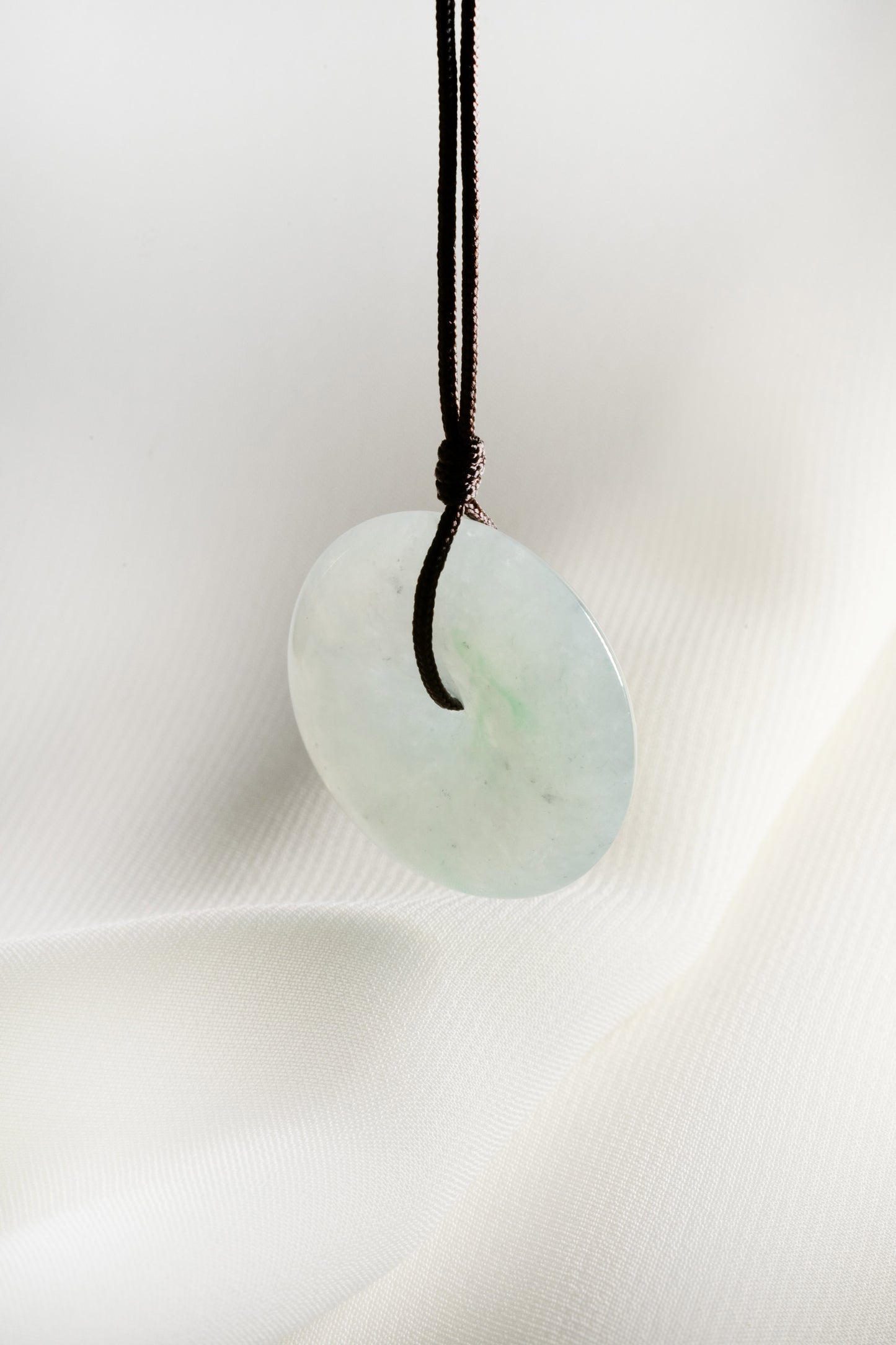 Pale Green Jadeite Zen Doughnut with Bright Green patches
