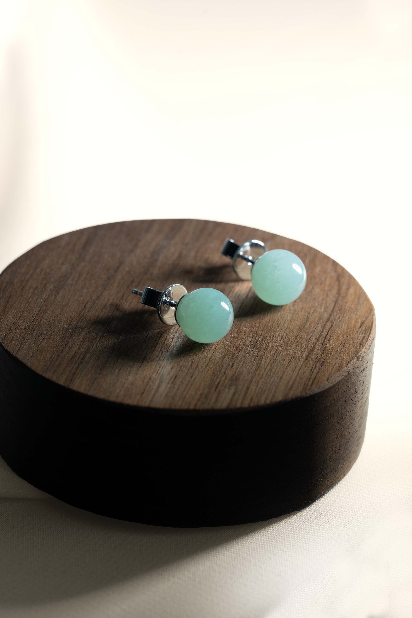 Light Green Jadeite Earrings with 18K White Gold