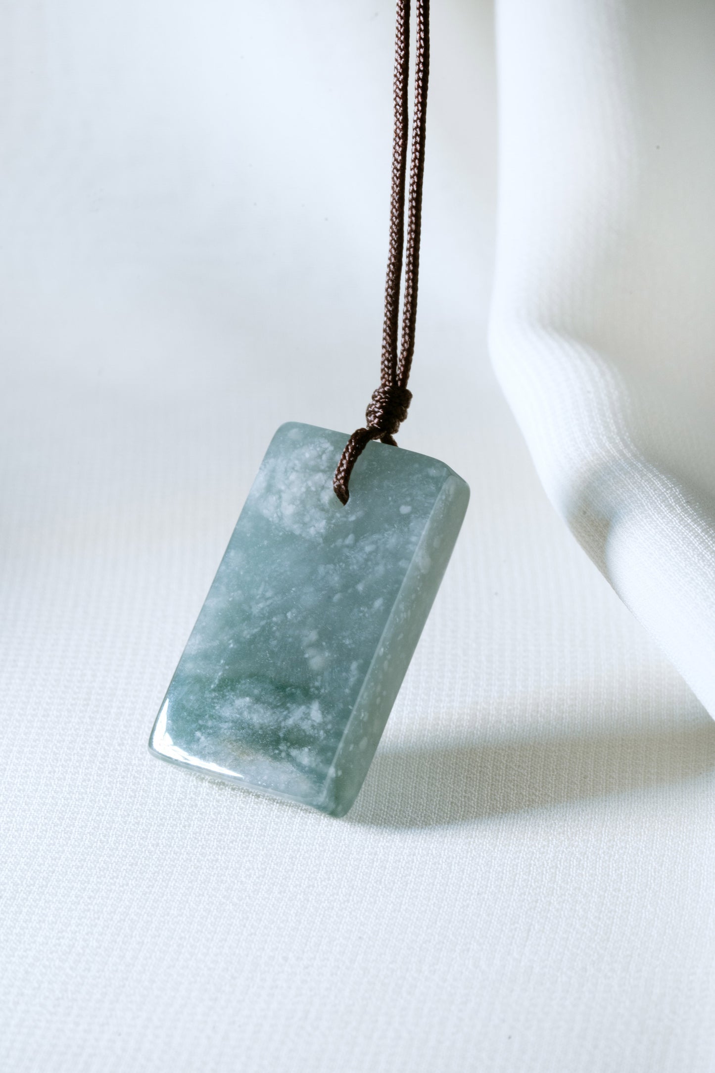 Bluish Green Jadeite Tag with Engraved Dragon