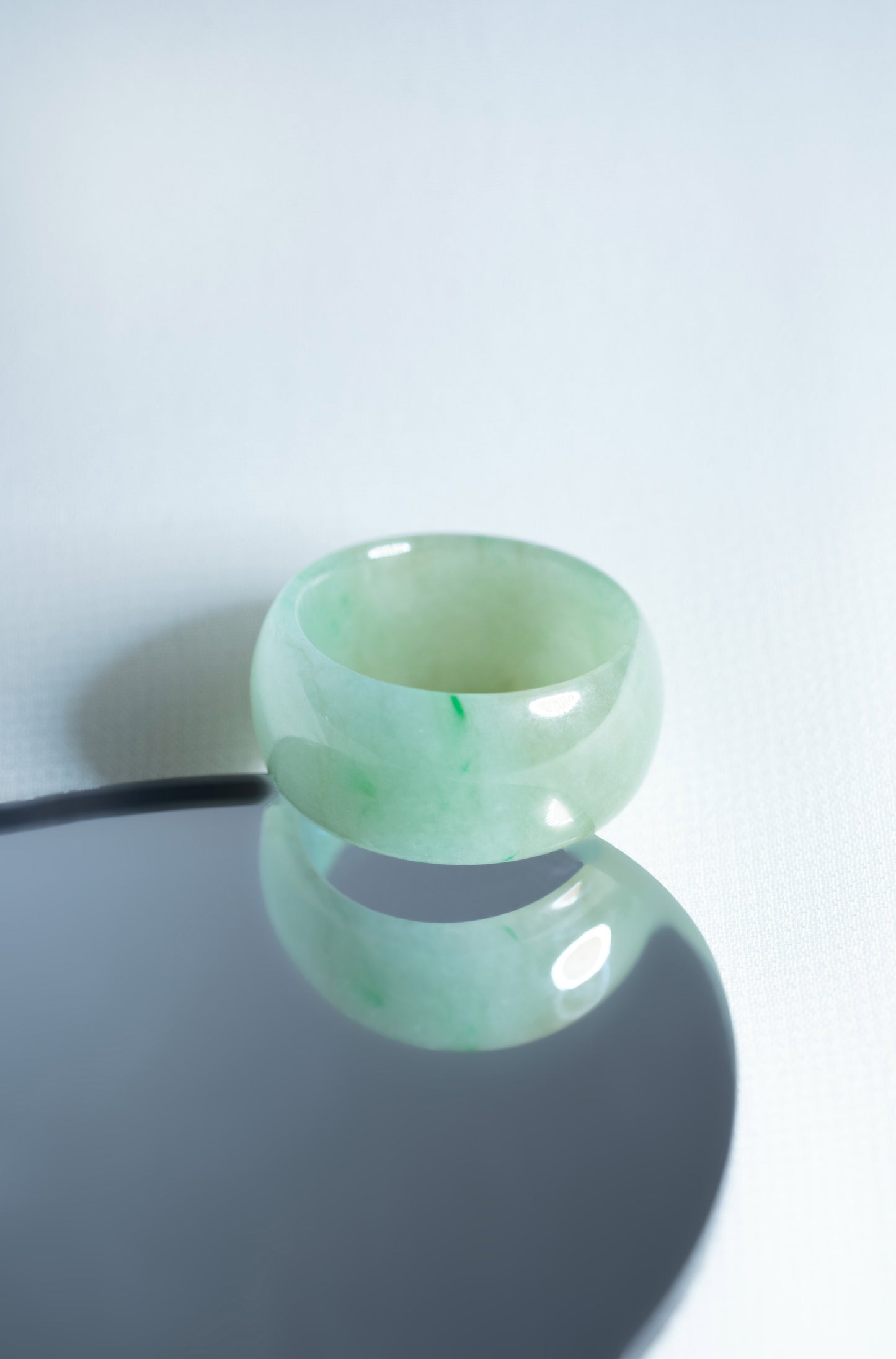 White Jadeite Ring with Light Green patches