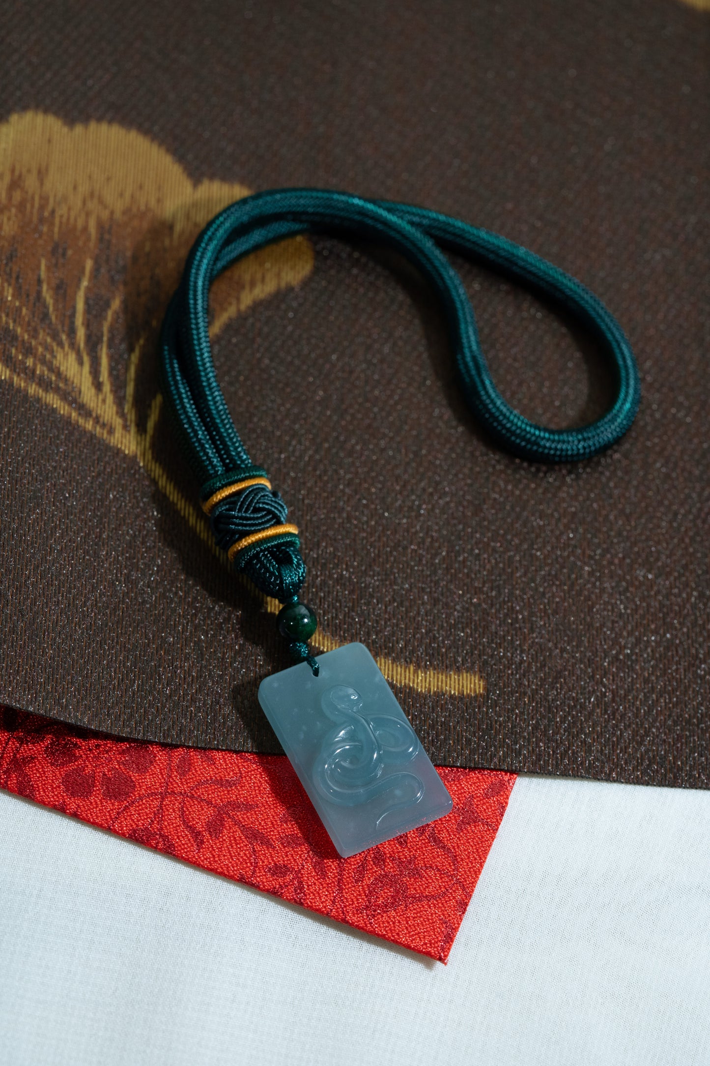 bluish green zodiac jadeite jade belt pendant