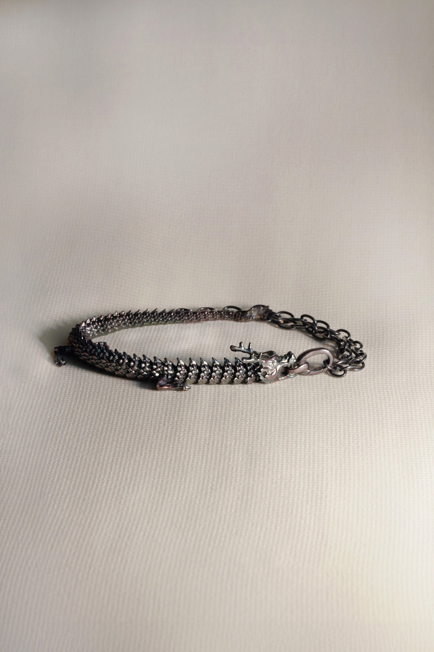 3D Printed Electroplated Sterling Silver Dragon Bracelet