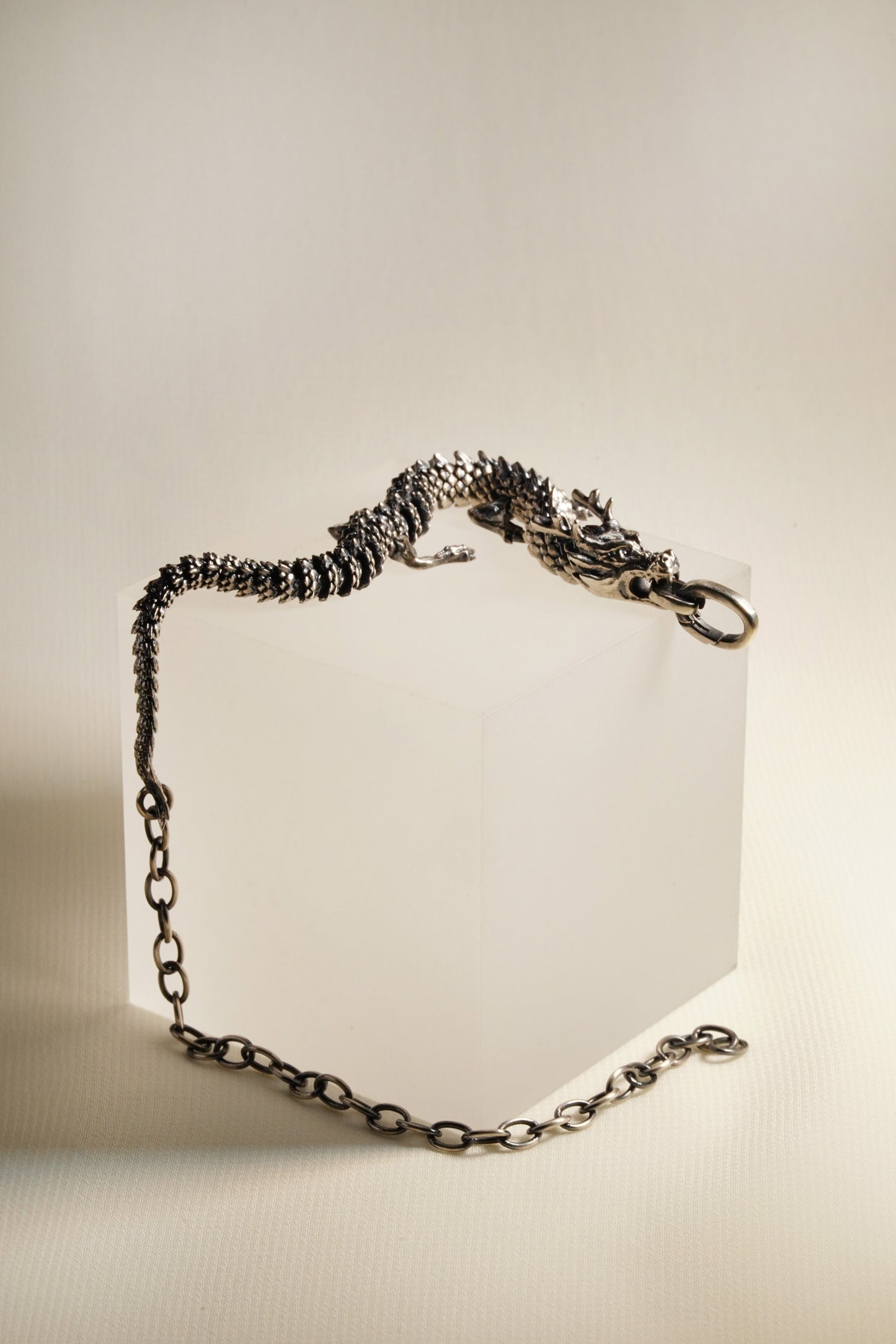 Medium 3D Printed Sterling Silver Dragon Bracelet