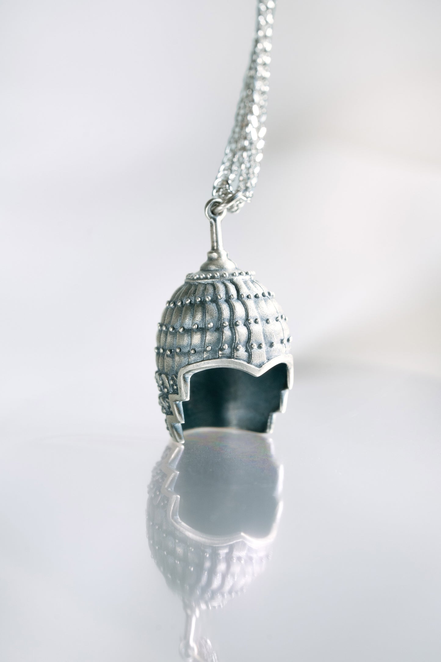 Aged Finish Sterling Silver Armour Pendant in 10g hung on a 925 Silver Chain