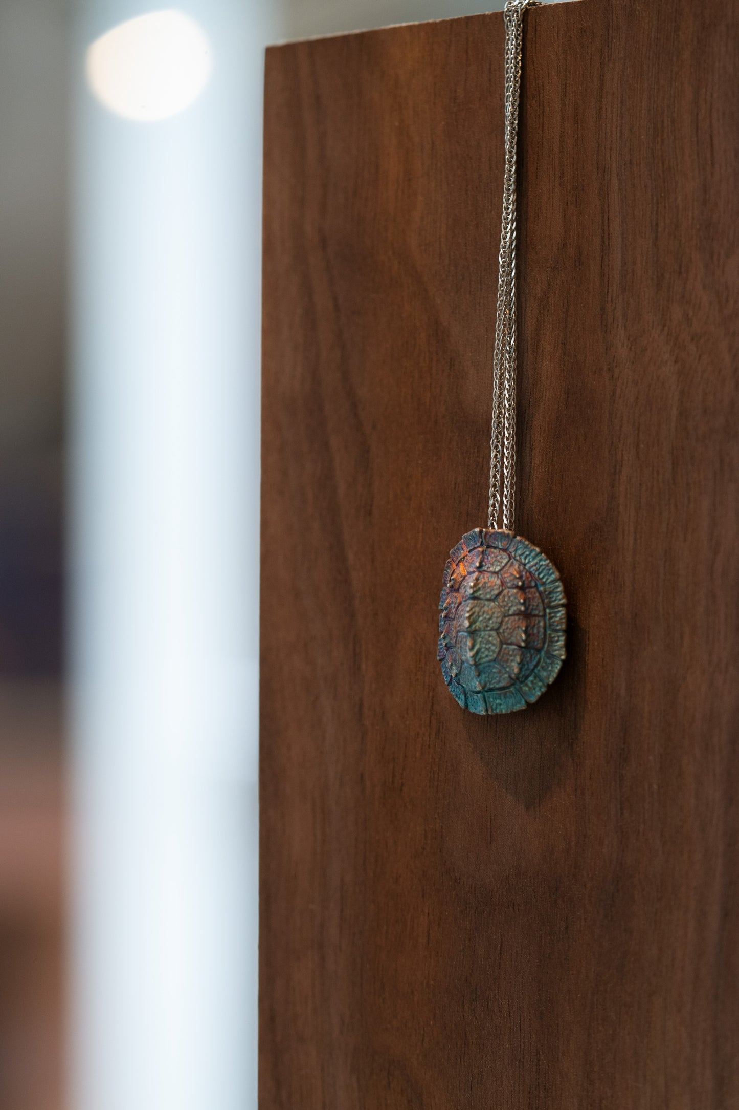 Turtle Shell Pendant - 925 Silver - Iridescent Finish