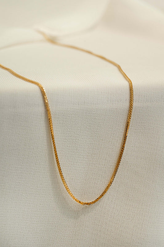 18K Yellow Gold Wheat Chain - 24" Adjustable