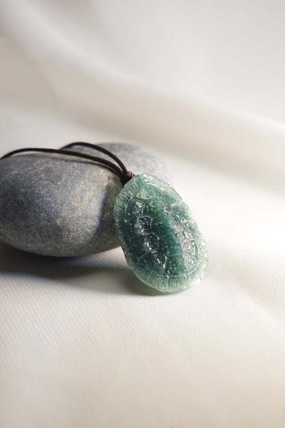 Carved Shell - Bluish Green Jadeite
