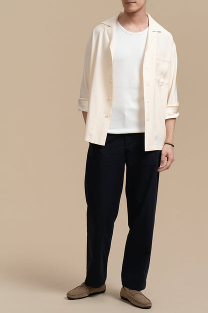 Pure Silk Long Sleeve Shirt - Cream White