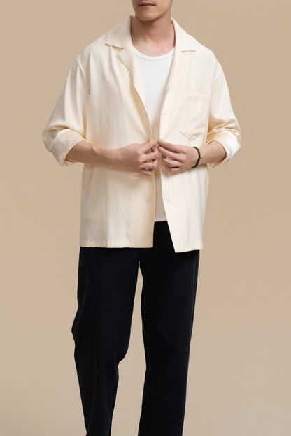 Pure Silk Long Sleeve Shirt - Cream White