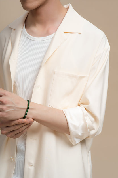 Pure Silk Long Sleeve Shirt - Cream White