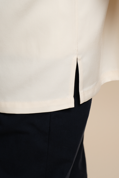 Pure Silk Long Sleeve Shirt - Cream White