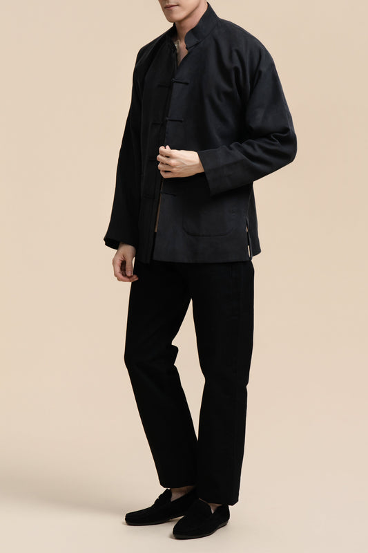 Pure Silk Tang Jacket - Black
