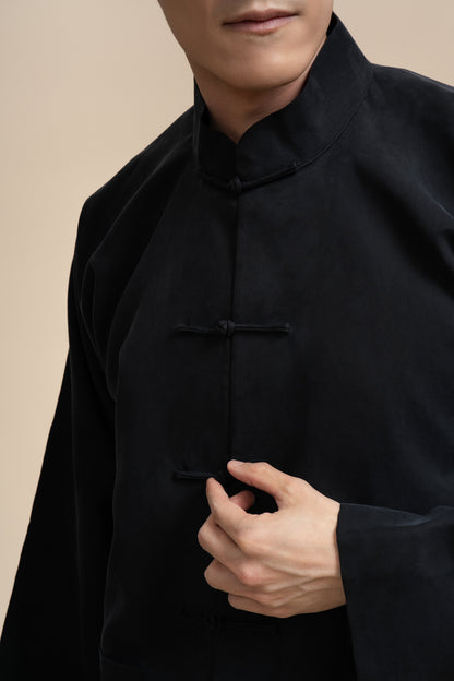 Pure Silk Tang Jacket - Black