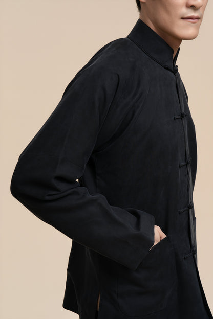 Pure Silk Tang Jacket - Black