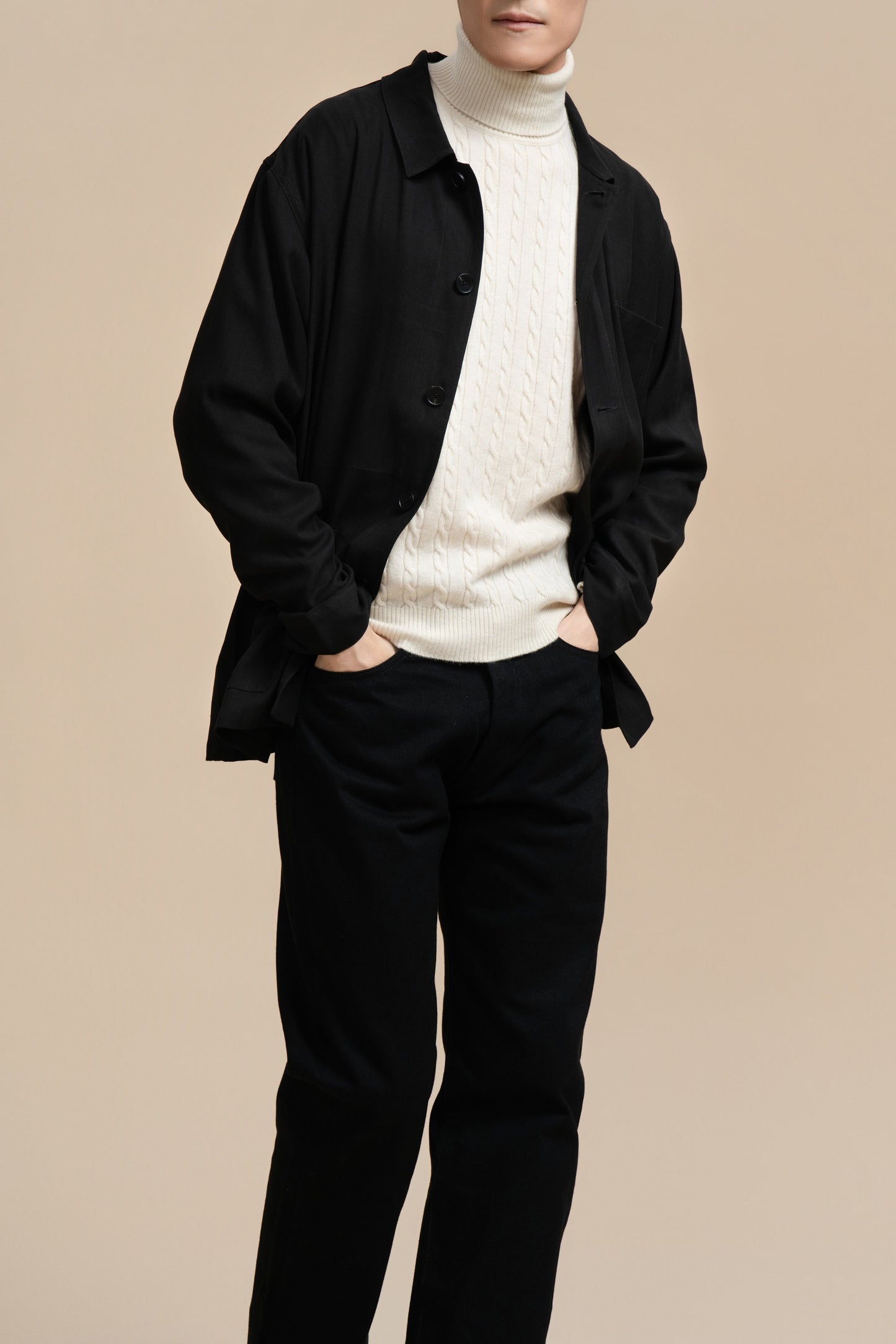 Pure Silk Long Sleeve Shirt - Black