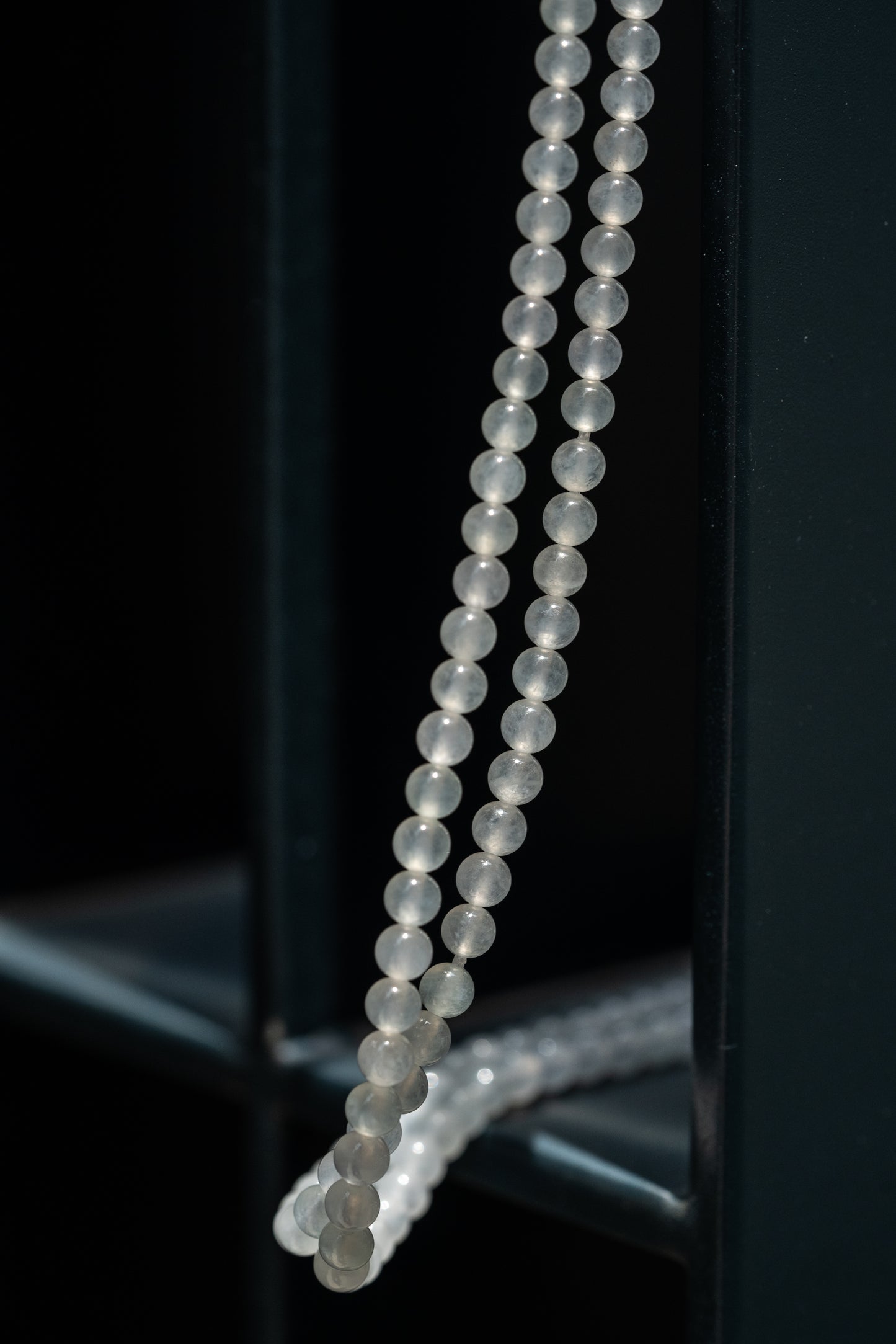 Bead Necklace -  White Jadeite #17