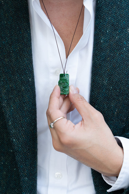 Carved Goldfish - Green Jadeite - Pendant