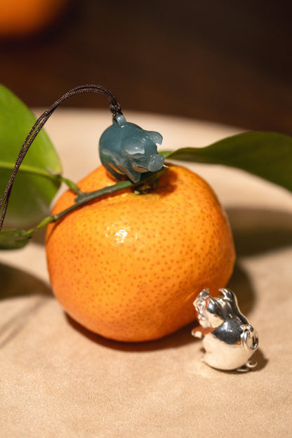 Carved Pig - Bluish Green Jadeite