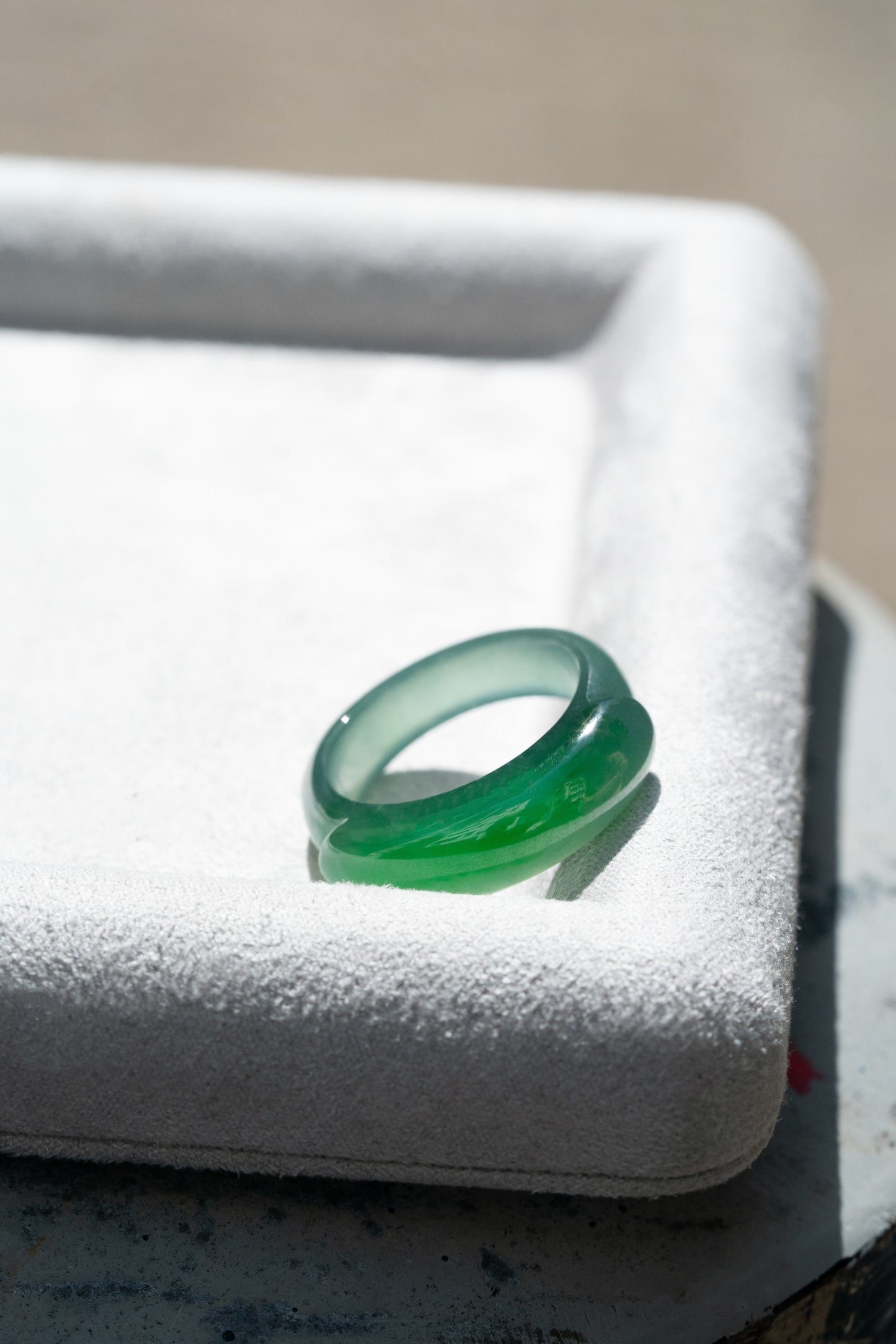Intense Green Saddle Jadeite Ring