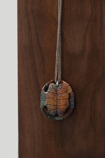 Turtle Shell Pendant -  925 Silver - Iridescent Finish