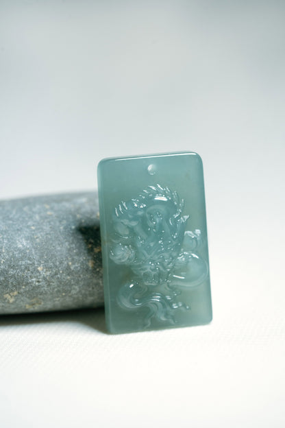 Zodiac - Loong (Dragon) - Bluish Green Jadeite