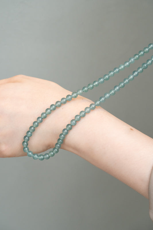 Light Bluish Green Jadeite Bead Necklace