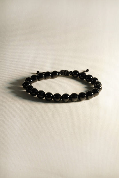 Full Bead Bracelet - Black (Dark Green) Jadeite - #14