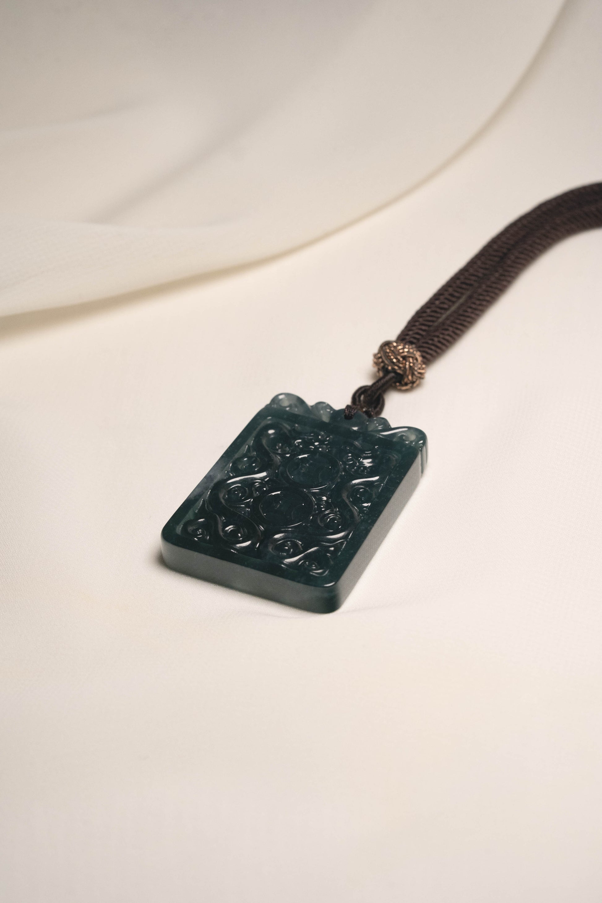 Intense Bluish Green Jadeite Pendant in Hollow out Two Coins and a pair of Dragon and Phoenix Pattern