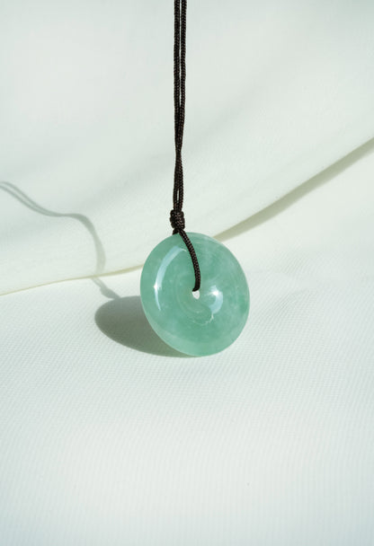 Pale Green Jadeite Zen Doughnut with Medium Green patches