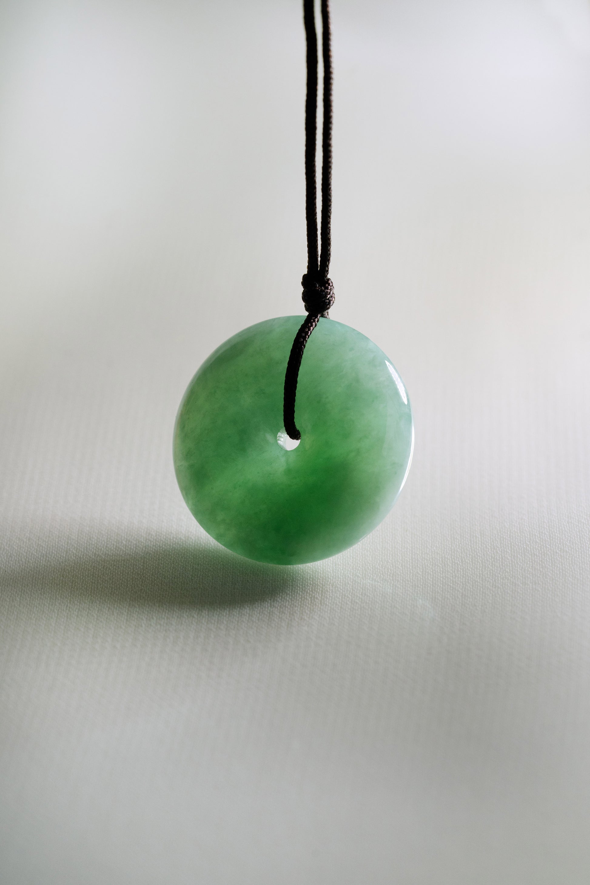 Light Yellowish Green Jadeite Zen Doughnut with Pale Green patches