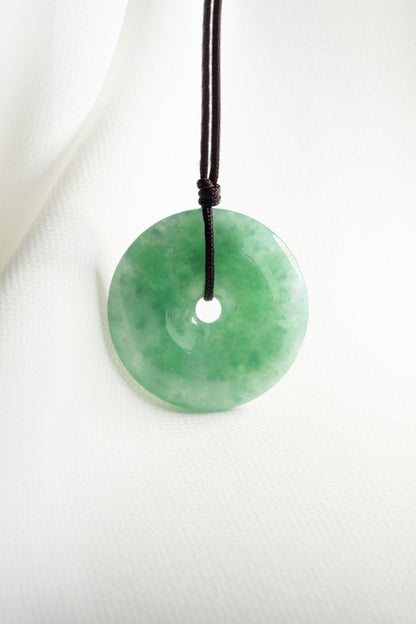 Medium Green Jadeite Zen Doughnut with Pale Green patches