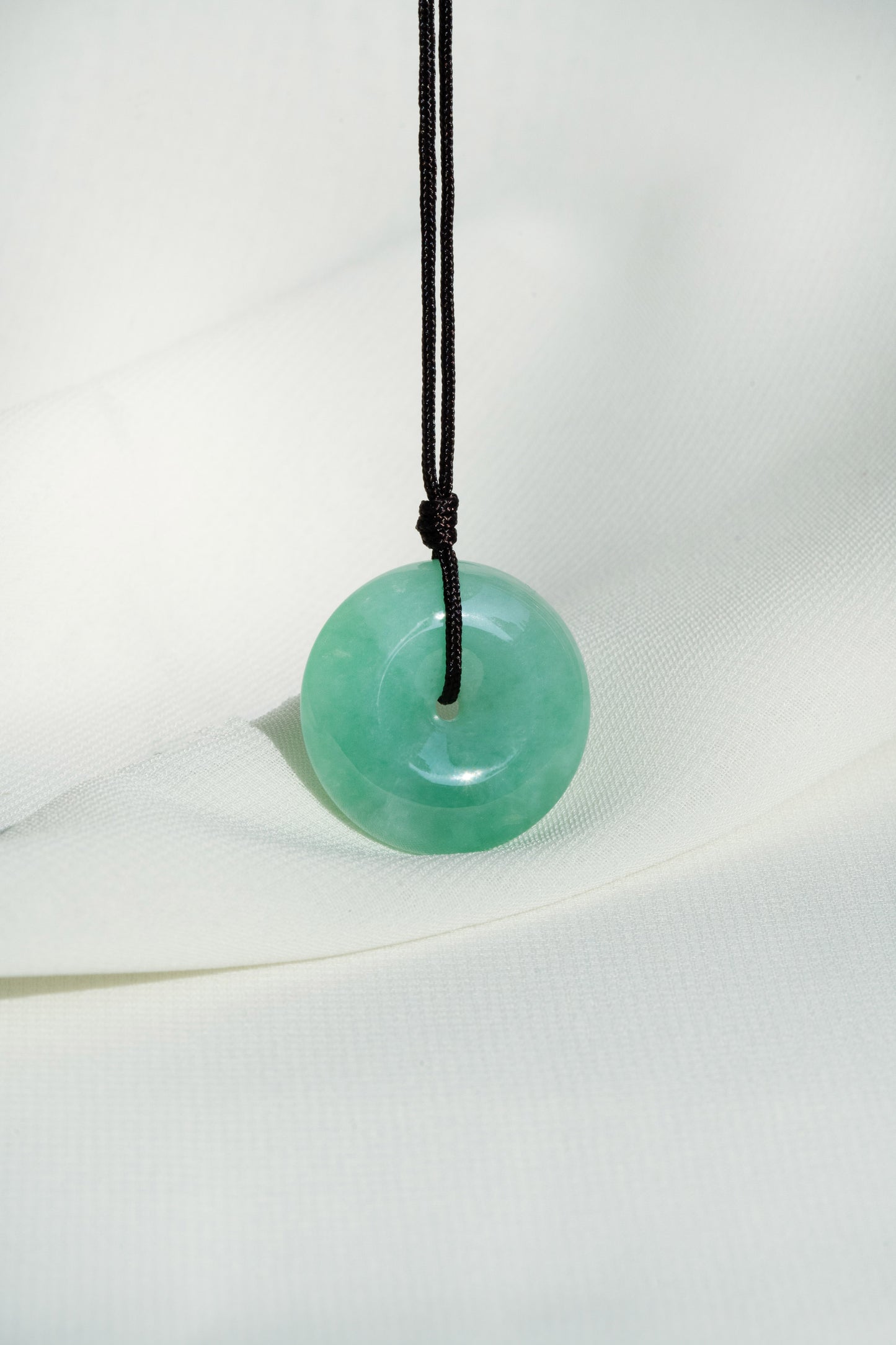 Medium Yellowish Green Jadeite Zen Doughnut with Pale Green patches