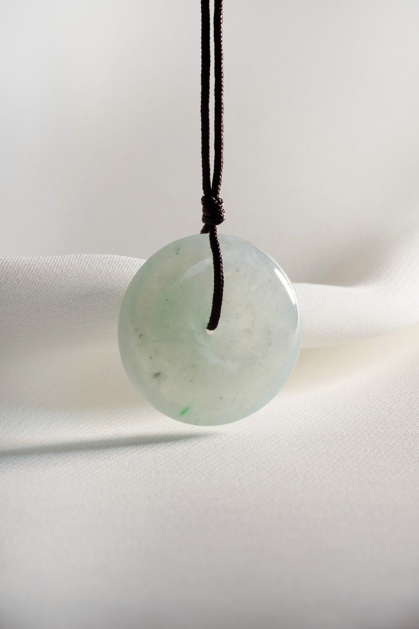 Pale Green Jadeite Zen Doughnut with Bright Green patches