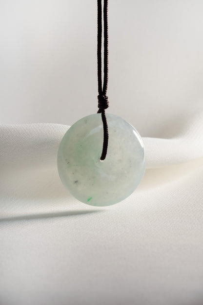 Pale Green Jadeite Zen Doughnut with Bright Green patches