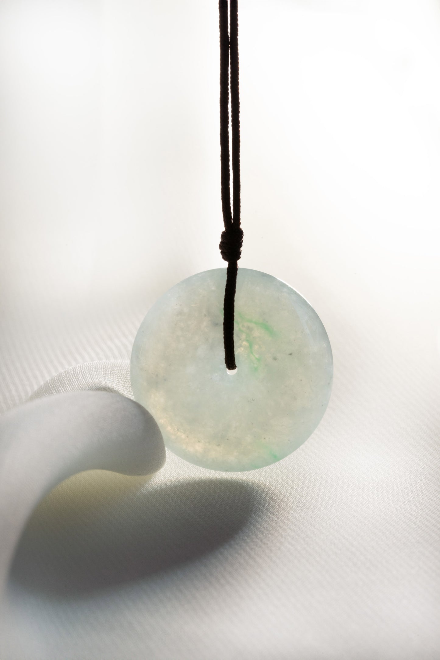 Pale Green Jadeite Zen Doughnut with Bright Green patches