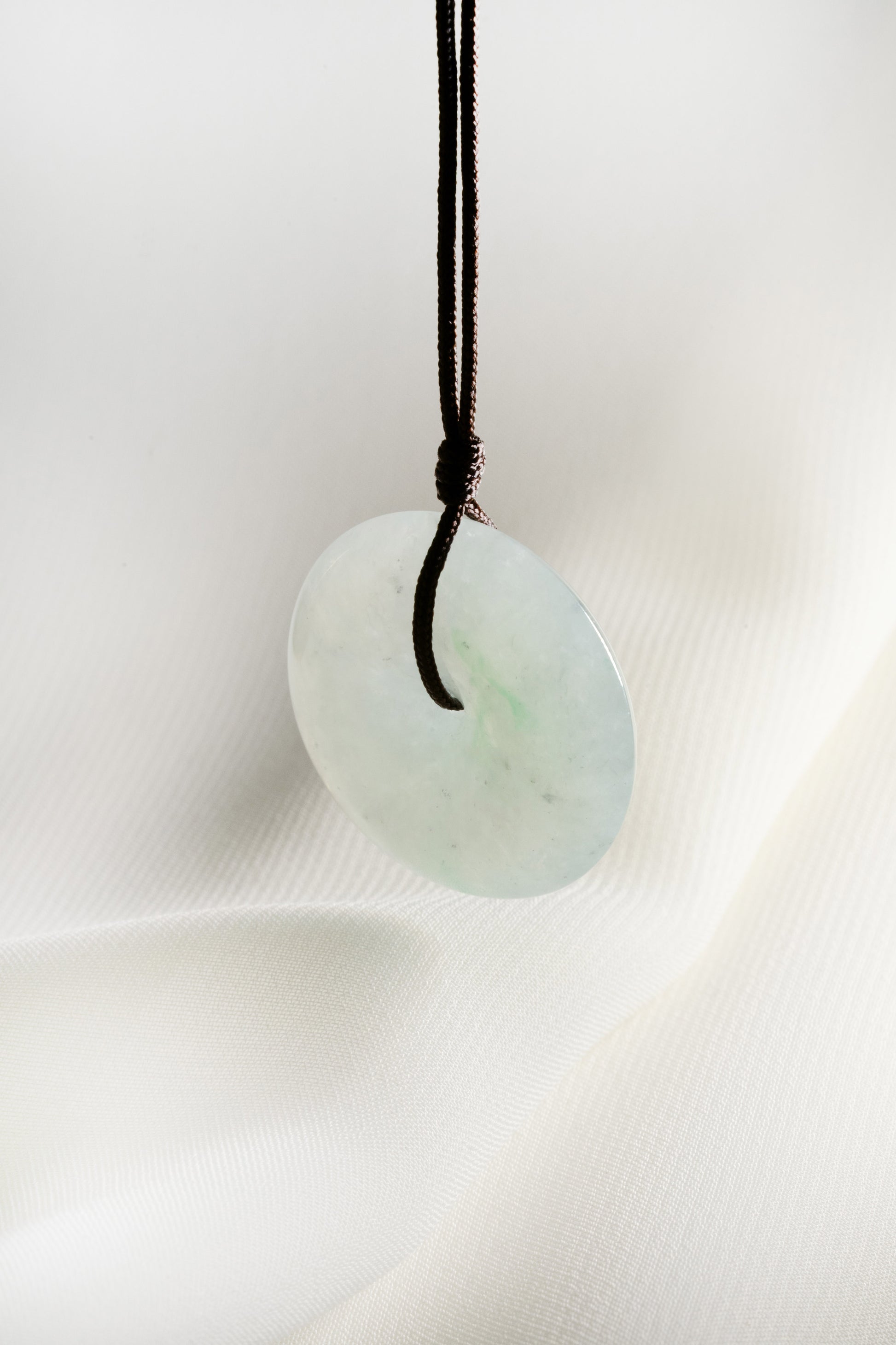 Pale Green Jadeite Zen Doughnut with Bright Green patches