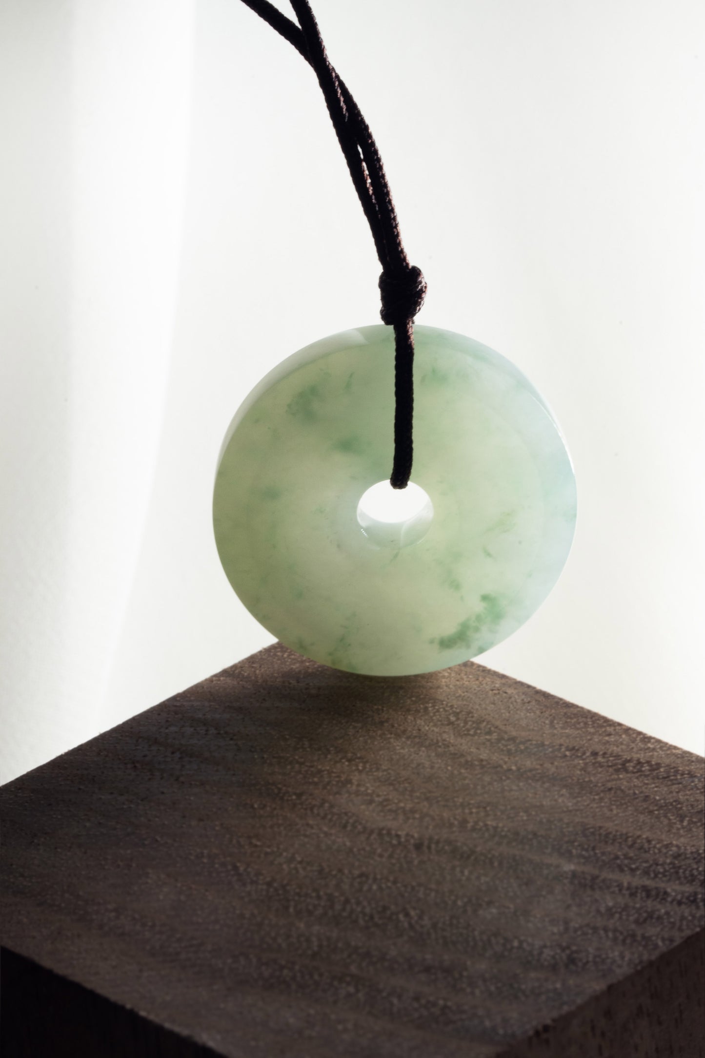 Pale Green Jadeite Zen Doughnut with Bluish Green patches