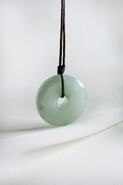 Pale Green Jadeite Zen Doughnut with Bluish Green patches