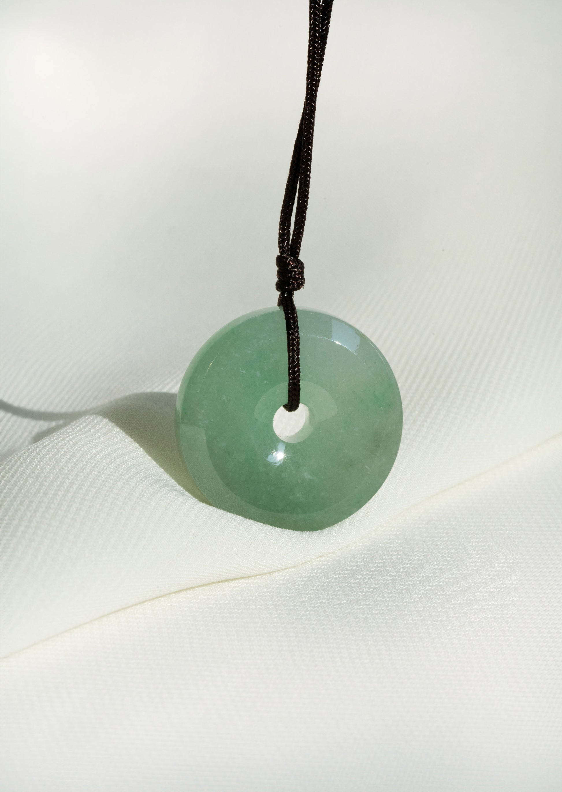 Pale Green Jadeite Zen Doughnut with Light Green patches