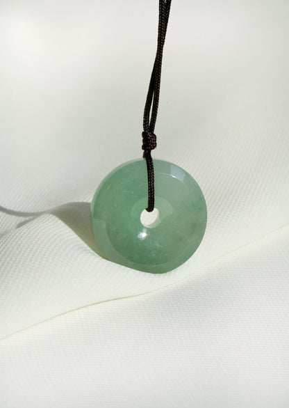 Pale Green Jadeite Zen Doughnut with Light Green patches