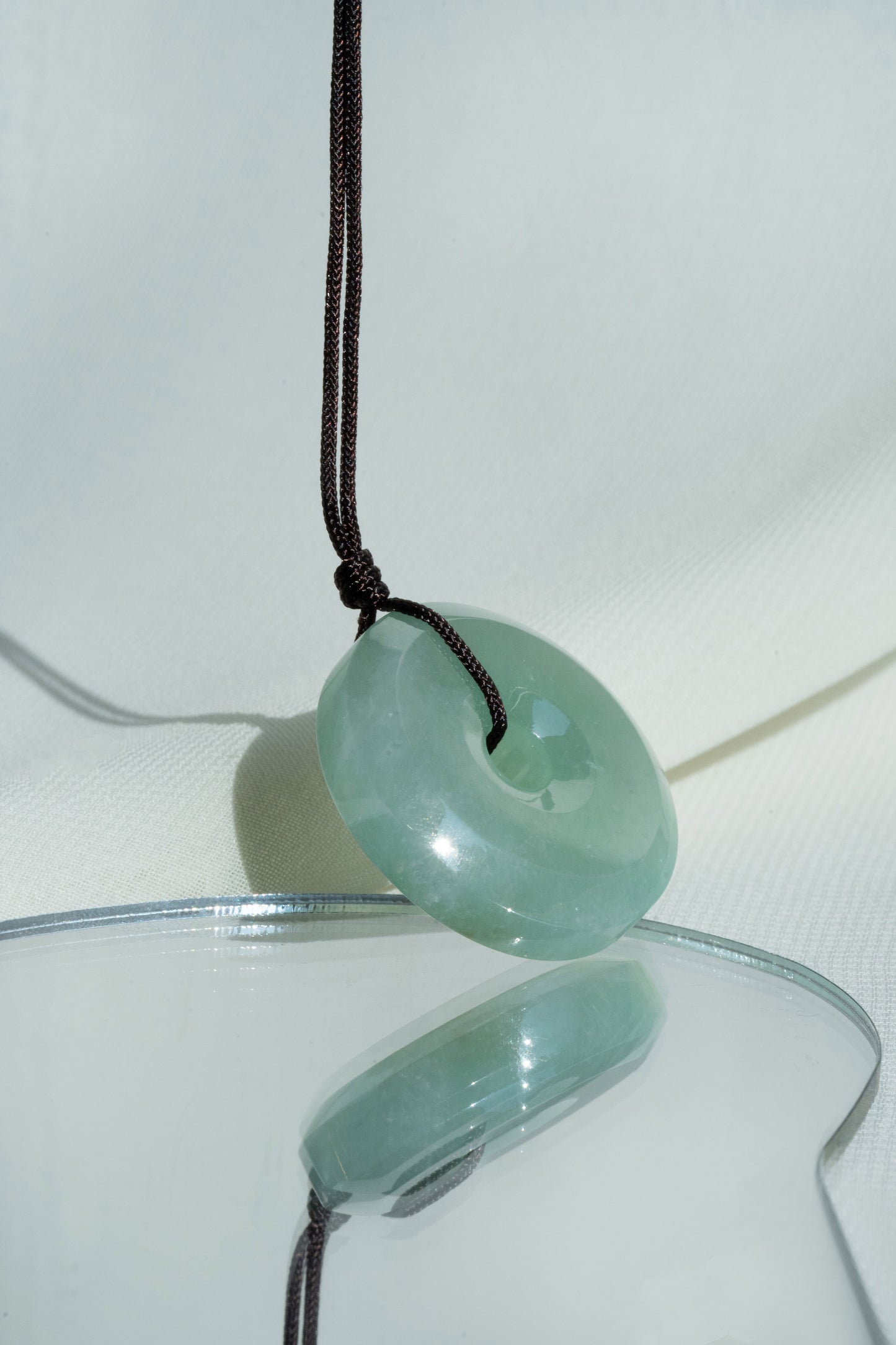 Pale Green Jadeite Zen Doughnut with Light Green patches