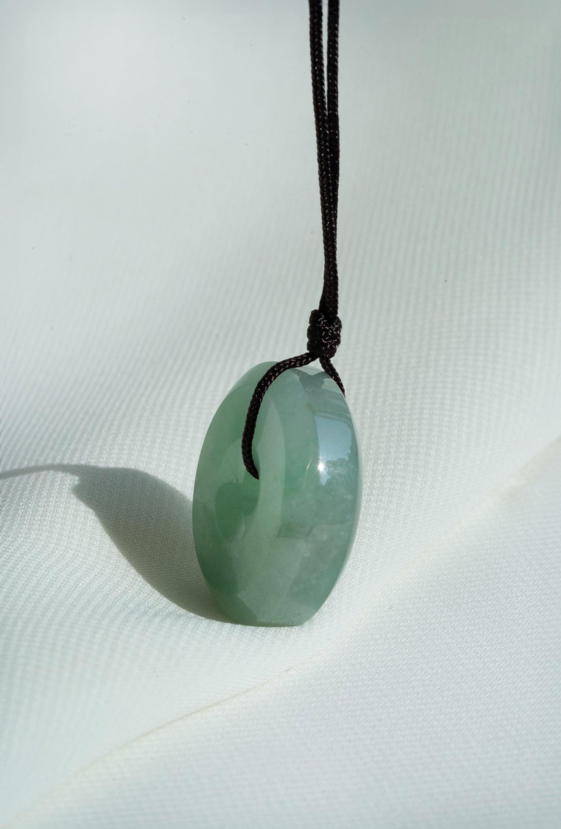 Pale Green Jadeite Zen Doughnut with Light Green patches