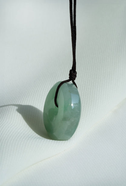 Pale Green Jadeite Zen Doughnut with Light Green patches