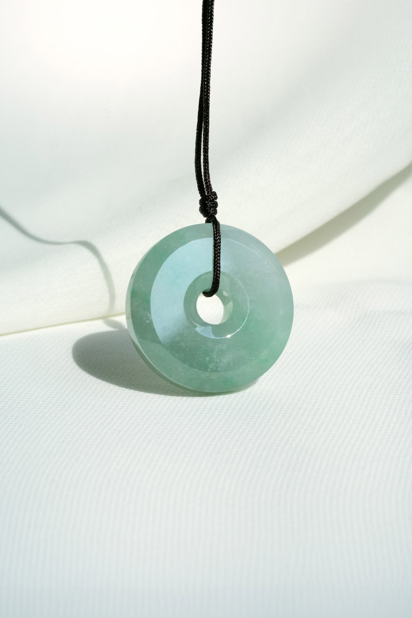Light Green Jadeite Zen Doughnut with White patches