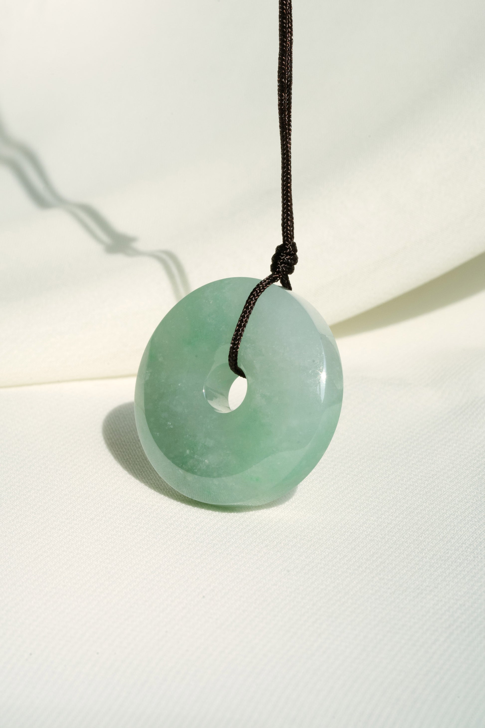 Light Green Jadeite Zen Doughnut with White patches