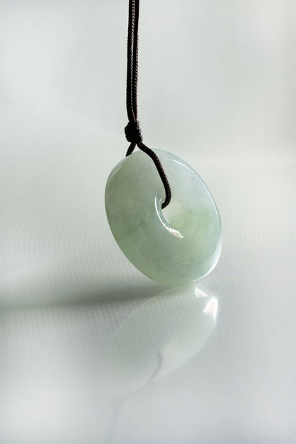 Pale Green Jadeite Zen Doughnut with Light Green patches