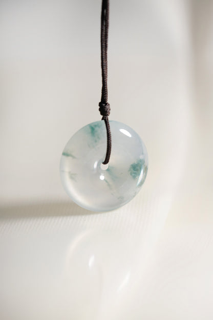 White Jadeite Zen Doughnut with Intense Green patches