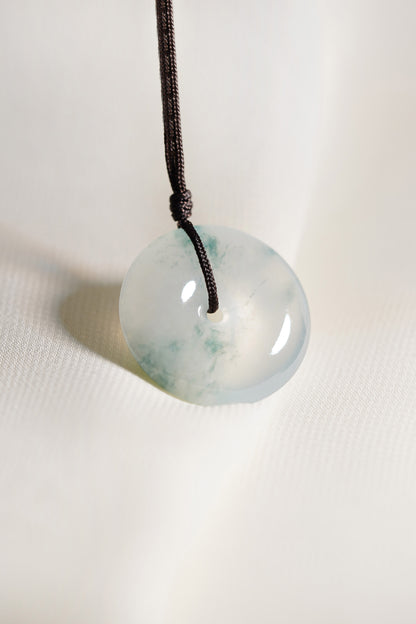 White Jadeite Zen Doughnut with Intense Green patches